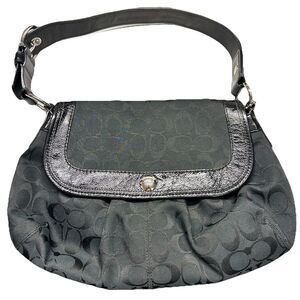 Coach Shoulder Bag Signature Black SoHo Pleated Flap  F13739 Y2K Purse